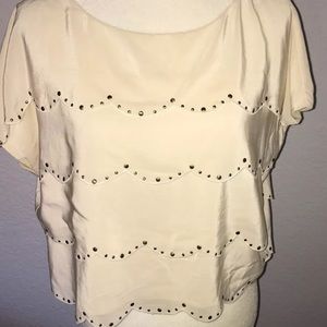 BCBG Max Azria Tiered Silk Cropped Top - Size XS